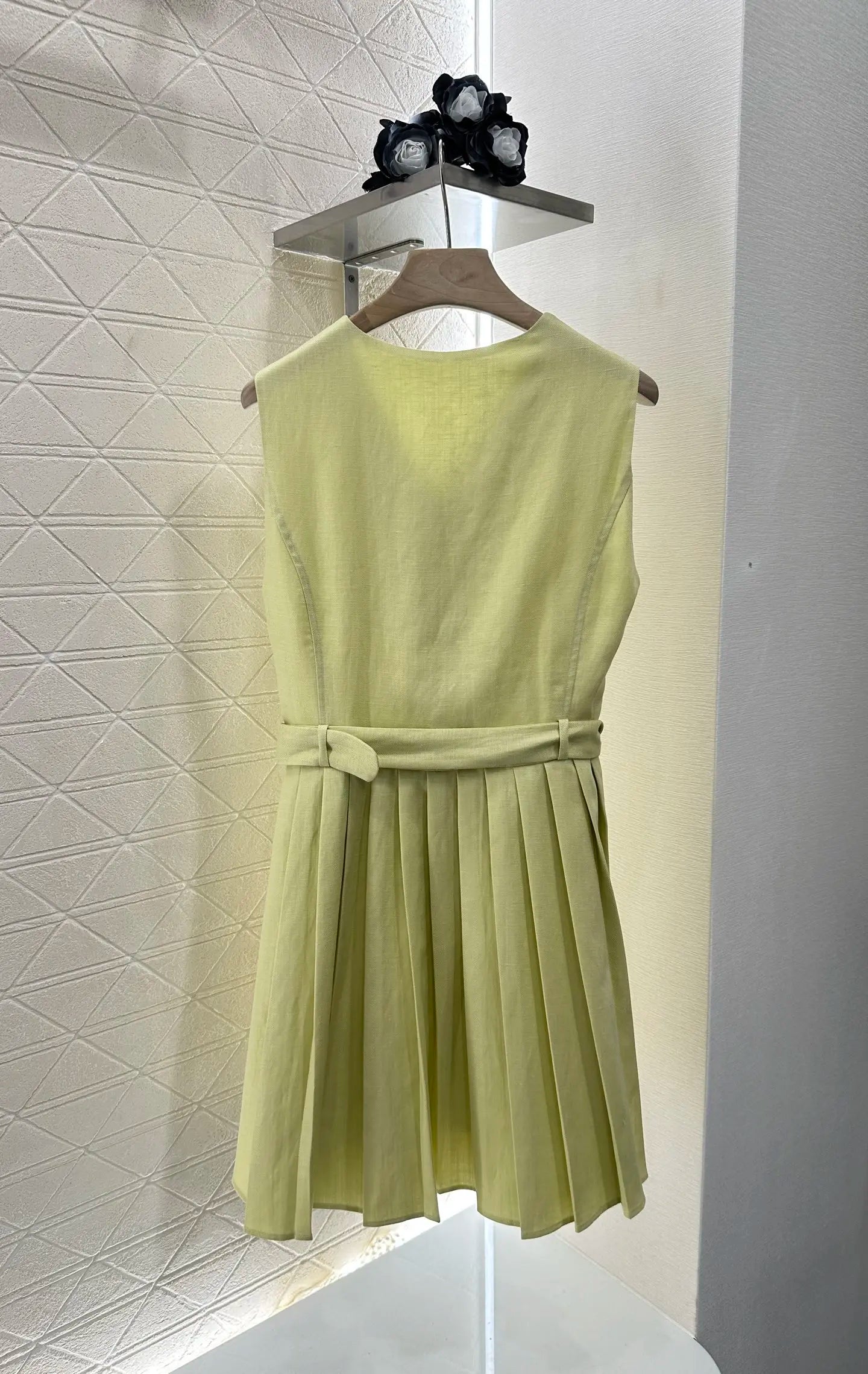 2025 New Women's Belt Folded Linen Tank Top Dress 153