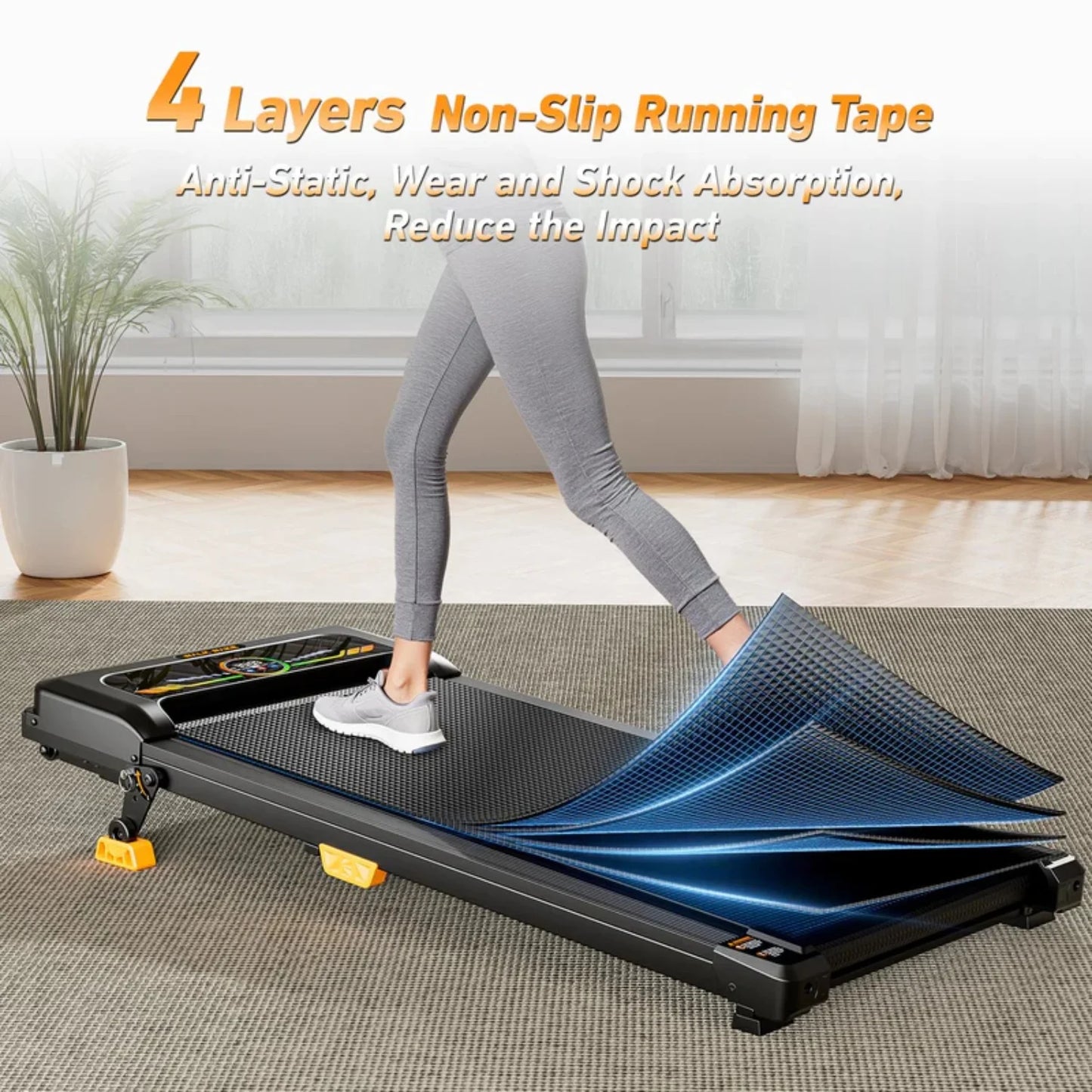 Portable Incline Walking Pad - 330lb Capacity, 2.5HP Under Desk Treadmill with LED Display & Remote Control