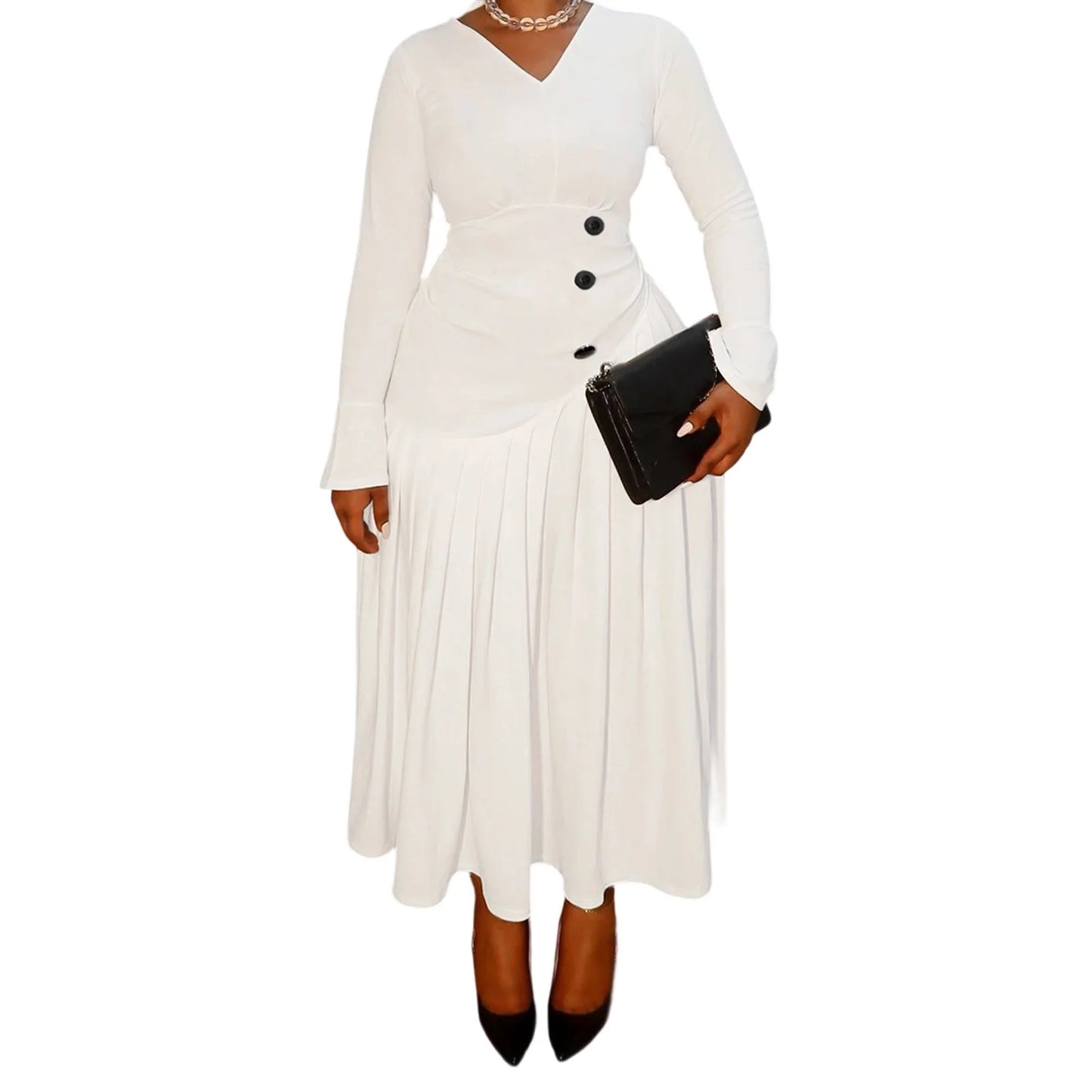 Women s Plus Size Maxi Dress with Short Sleeves and Empire Waist Detail Elegant Long Flowy Dress for Special Occasions