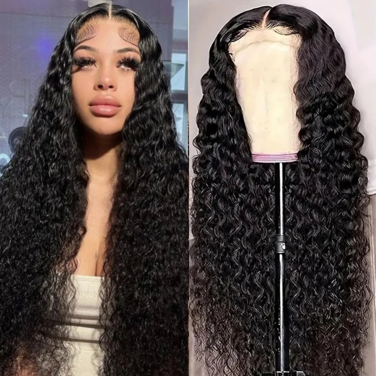 5×5 Lace Front Wigs Human Hair Water Wave 13×4 1B Lace Frontal Wigs 200 Density Transparent Human Hair Wigs