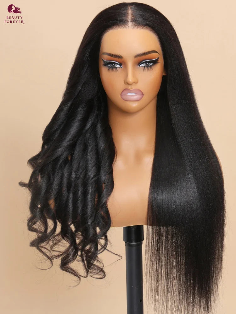 Beautyforever NEW Elastic Drawstring Glueless Human Hair Wig Yaki Straight 7x5 Bye Bye Knots Wear and Go Glueless Wig Raw Hair