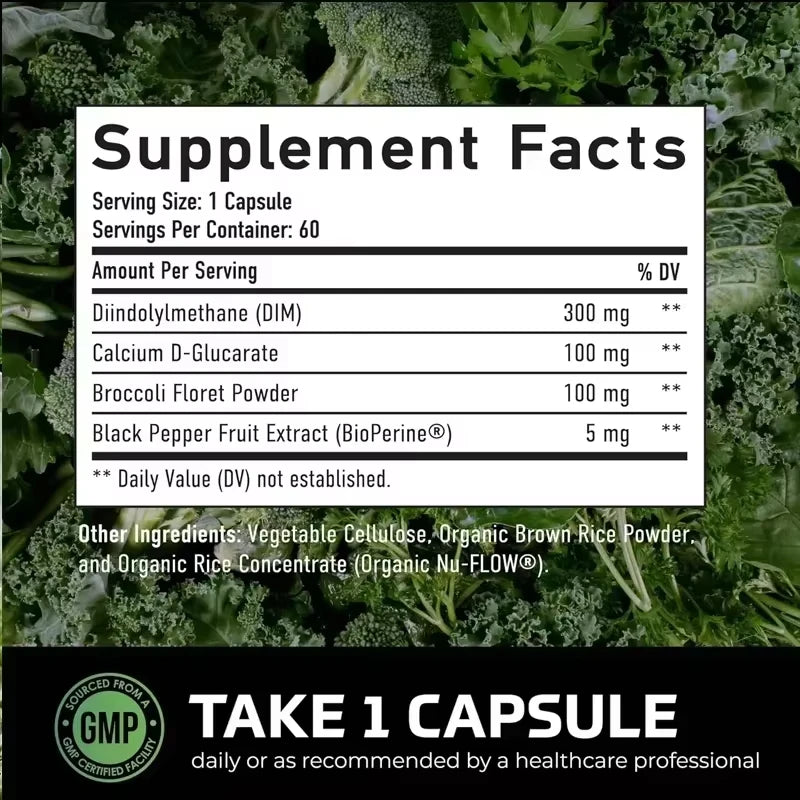 DIM 300mg Men, Estrogen Blockers and Aromatase Inhibitors | Men's Hormone Balance and Fitness Booster Supplement 60 Capsules