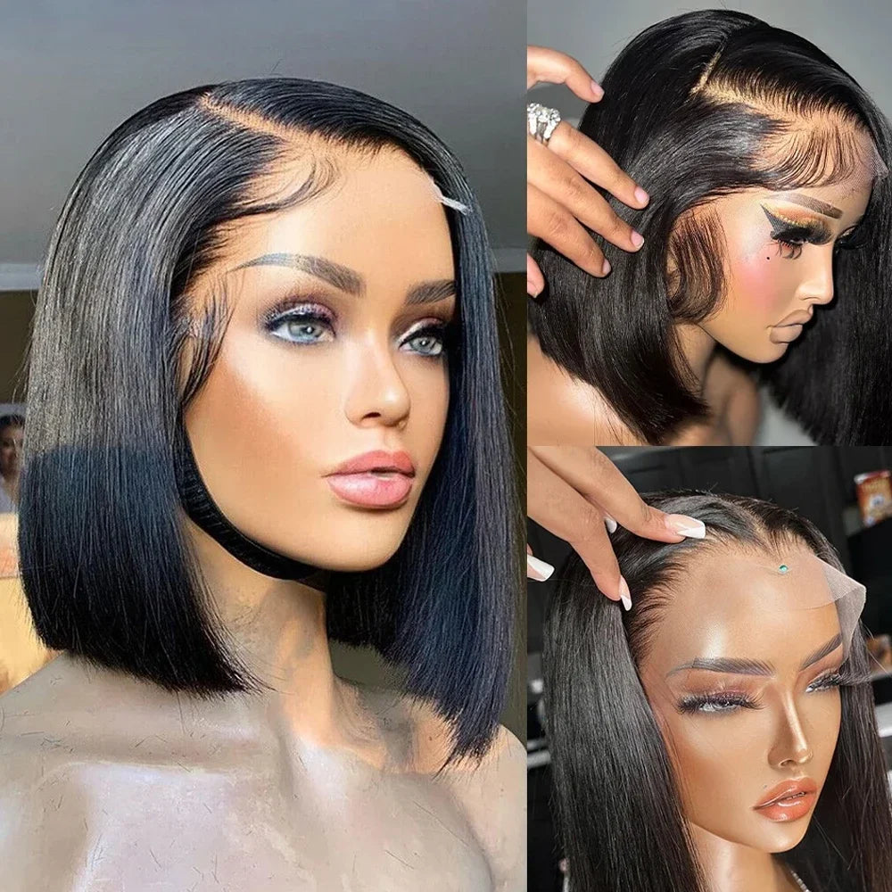BOB Lace Front Wig Human Hair 13x4 Short Straight Full Frontal Bob Wig Transparent Lace Front Wig Europen Human Hair