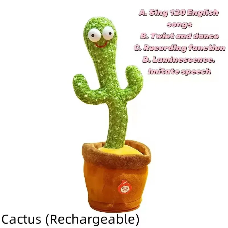 Dancing Talking Cactus Toy Kid Singing Mimicking Repeating Cactus Toy Baby Toddler Boy Girl Gift Recording Voice Interactive Fun