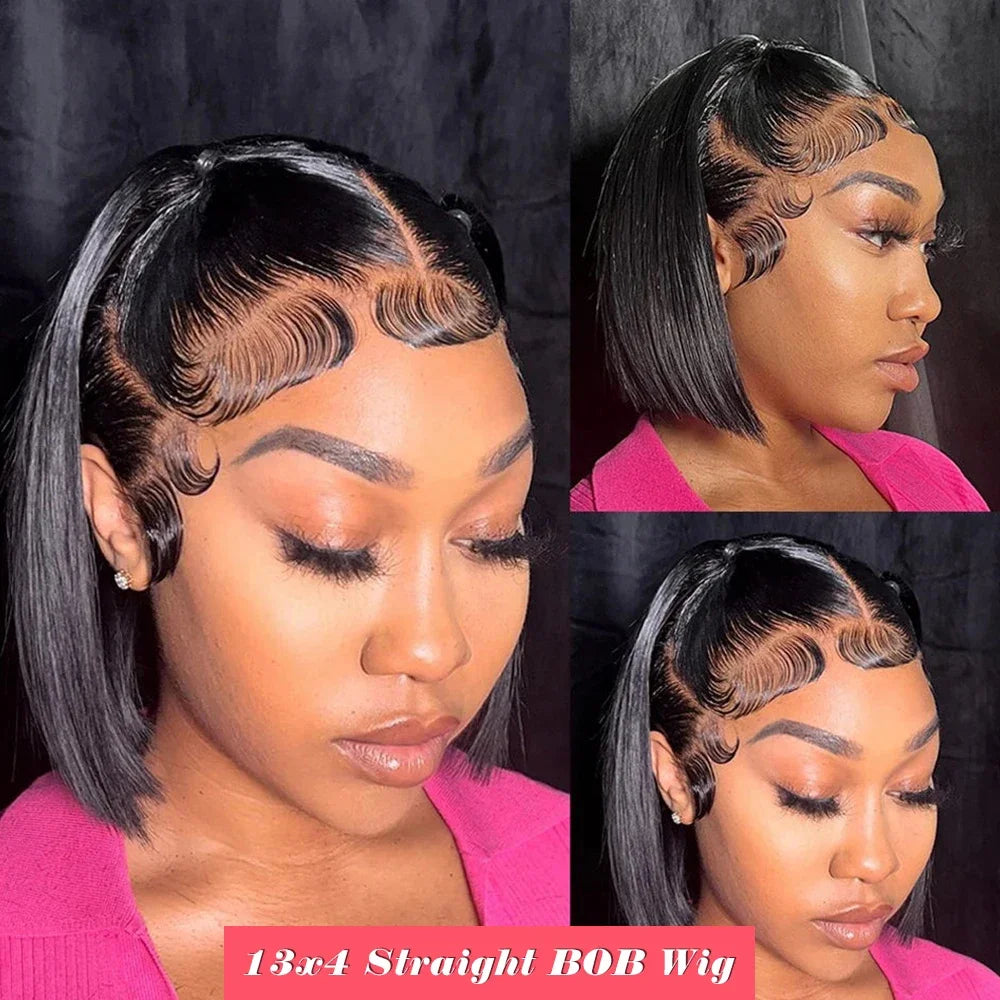 BOB Lace Front Wig Human Hair 13x4 Short Straight Full Frontal Bob Wig Transparent Lace Front Wig Europen Human Hair