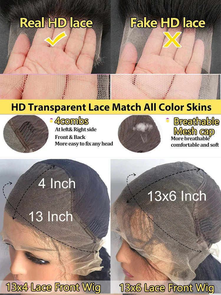 46 44 Inch Body Wave Lace Front Human Hair Wigs For Women 13x4 Hd Brazilian Hair Wigs 360 Full Lace Wig Human Hair Pre Plucked