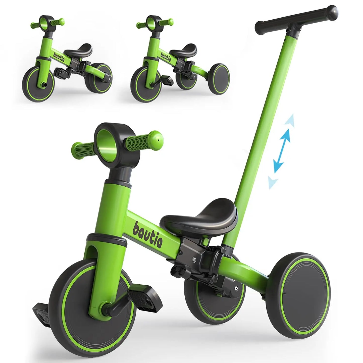 5 in 1 Kids Tricycle for Toddlers 1-3 Baby Balance Bike Toy for Boys Girls Gift with Push Handle & Removable Pedals