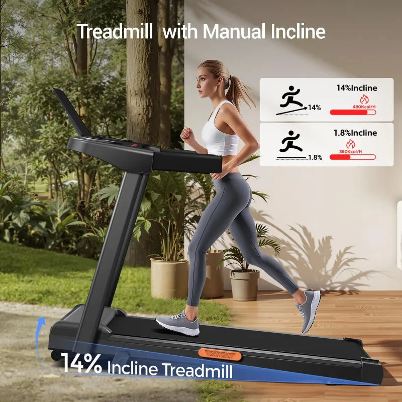 Portable Treadmills for Home with Handle, Foldable Treadmills with 300 Lbs Weight Capacity, 3.0HP Quiet Walking Pad Treadmill