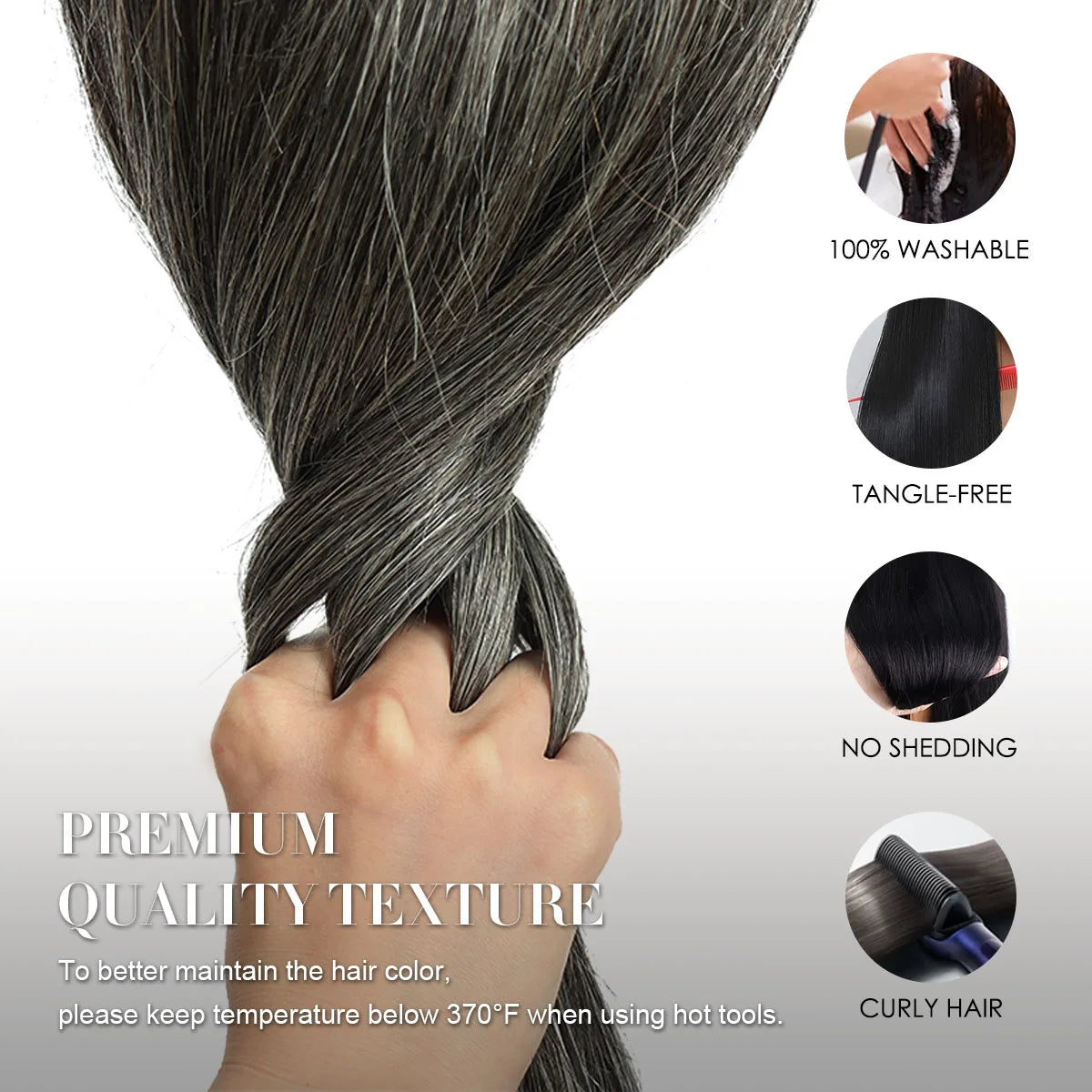 300% Density 13X6 HD Lace Front Wig Human Hair Salt & Pepper Gray Color Pre-Cut Straight Lace Frontal Wigs Human Hair For Women