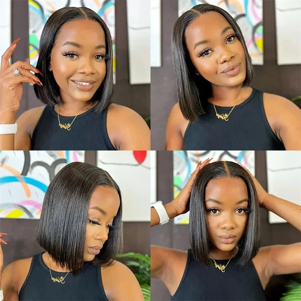 BOB Lace Front Wig Human Hair 13x4 Short Straight Full Frontal Bob Wig Transparent Lace Front Wig Europen Human Hair