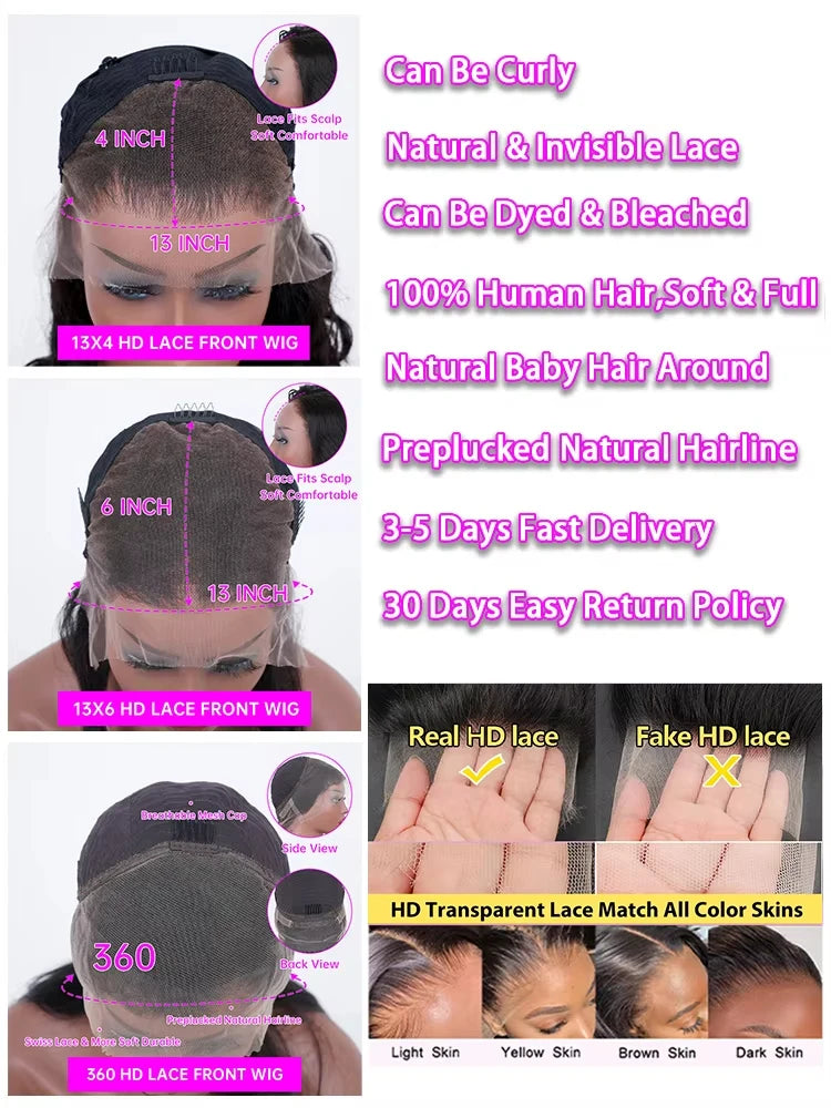 40 46Inch Bone Straight Human Hair Wig 13x6 HD Transparent Lace Front Wig Human Hair 13x4 Brazilian PrePlucked Lace Frontal Wigs