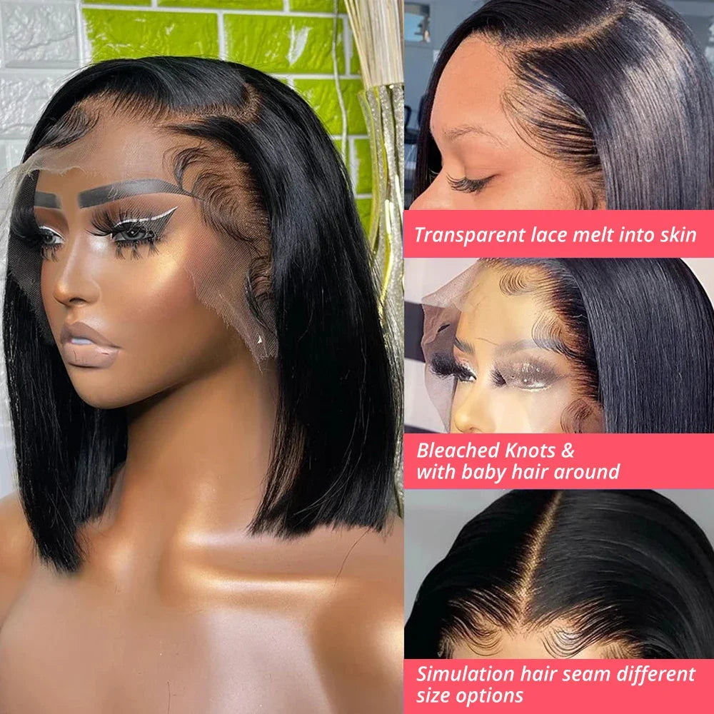 BOB Lace Front Wig Human Hair 13x4 Short Straight Full Frontal Bob Wig Transparent Lace Front Wig Europen Human Hair