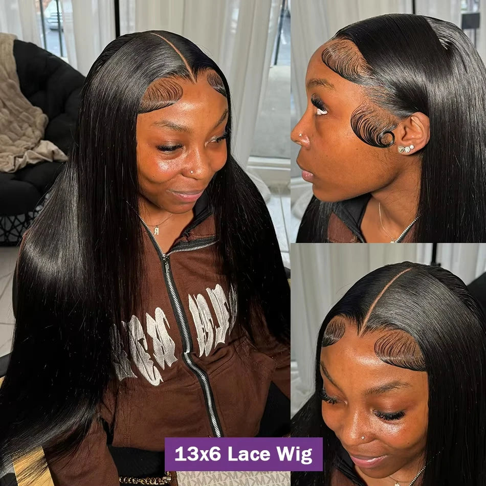 40 46Inch Bone Straight Human Hair Wig 13x6 HD Transparent Lace Front Wig Human Hair 13x4 Brazilian PrePlucked Lace Frontal Wigs