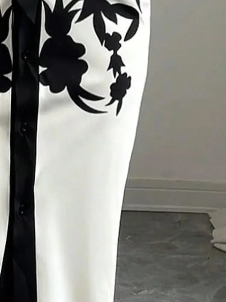 Office Ladies Office A-line Dress 2025 New Summer Half Sleeves Flower Print Printed Tied Waist V-Neck Women's Midi Dresses