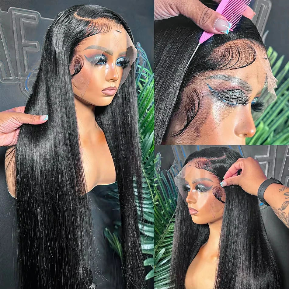 40 46Inch Bone Straight Human Hair Wig 13x6 HD Transparent Lace Front Wig Human Hair 13x4 Brazilian PrePlucked Lace Frontal Wigs