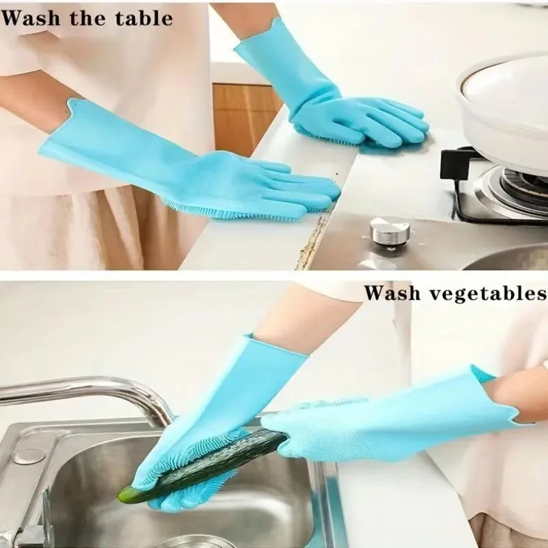 Pet Bathing Glove - Silicone Scrubber Mitt for Dogs & Cats, Massage & Deshedding, Waterproof, Bite-Resistant (Blue/Pink)