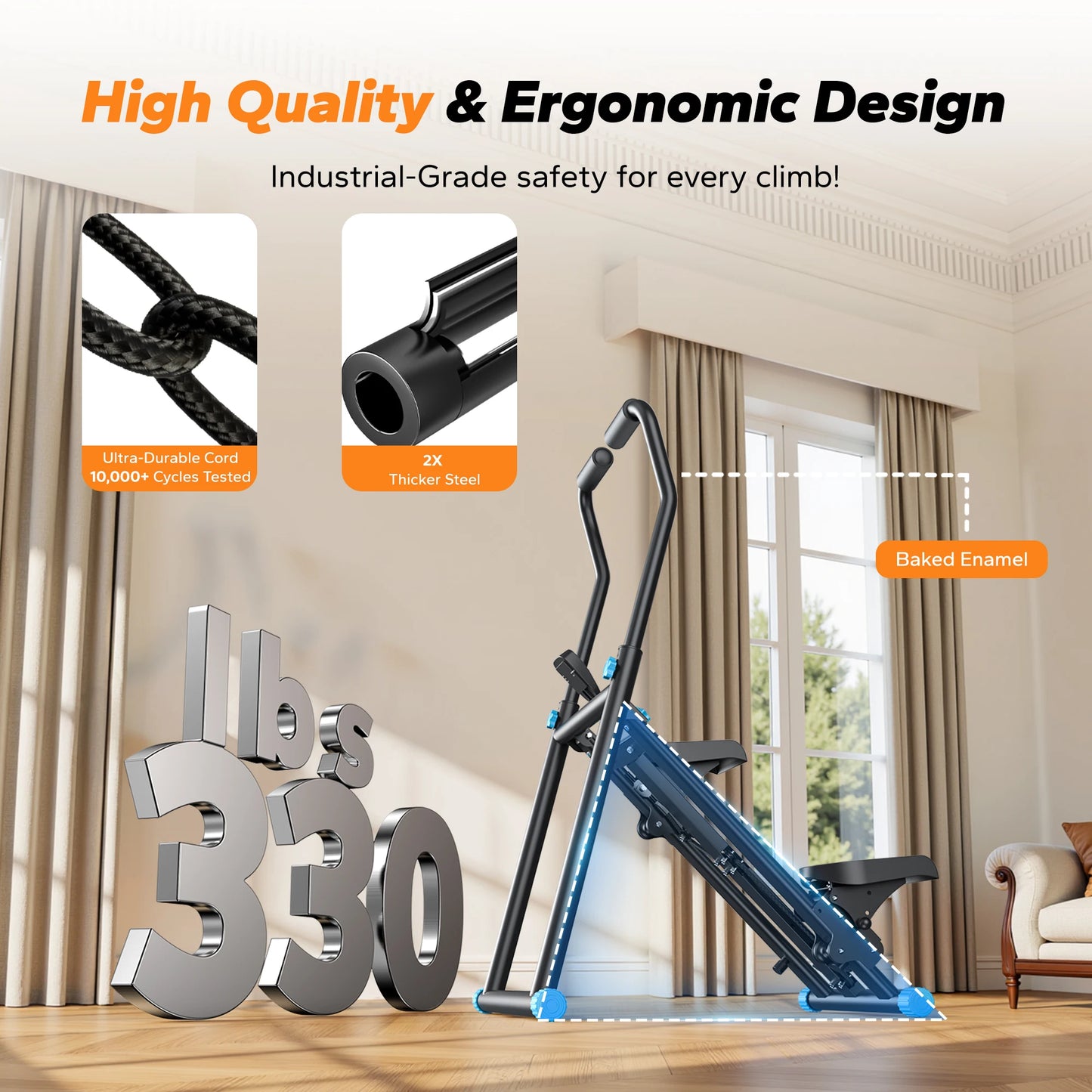 MERACH Stair Stepper New Version Vertical Compact Folding Exercise Climber with Extended Step Range Adjustable Handlebar&Pedals