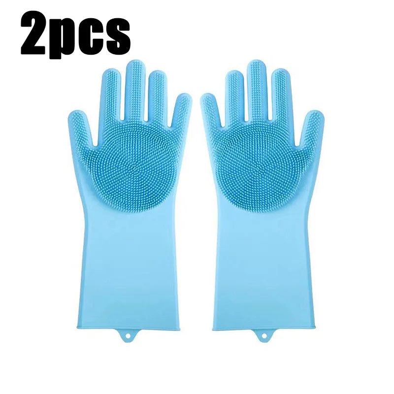 Pet Bathing Glove - Silicone Scrubber Mitt for Dogs & Cats, Massage & Deshedding, Waterproof, Bite-Resistant (Blue/Pink)