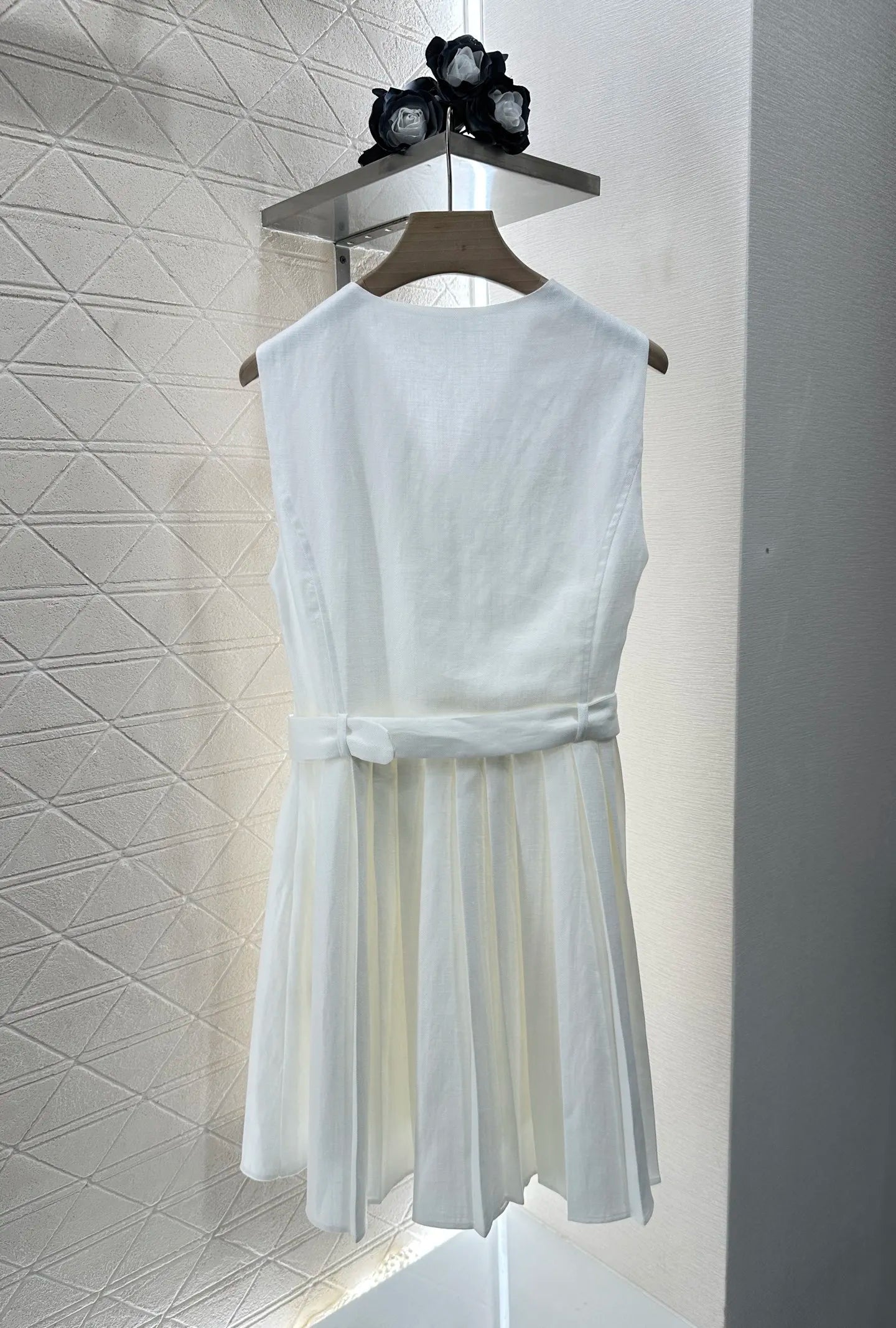 2025 New Women's Belt Folded Linen Tank Top Dress 153