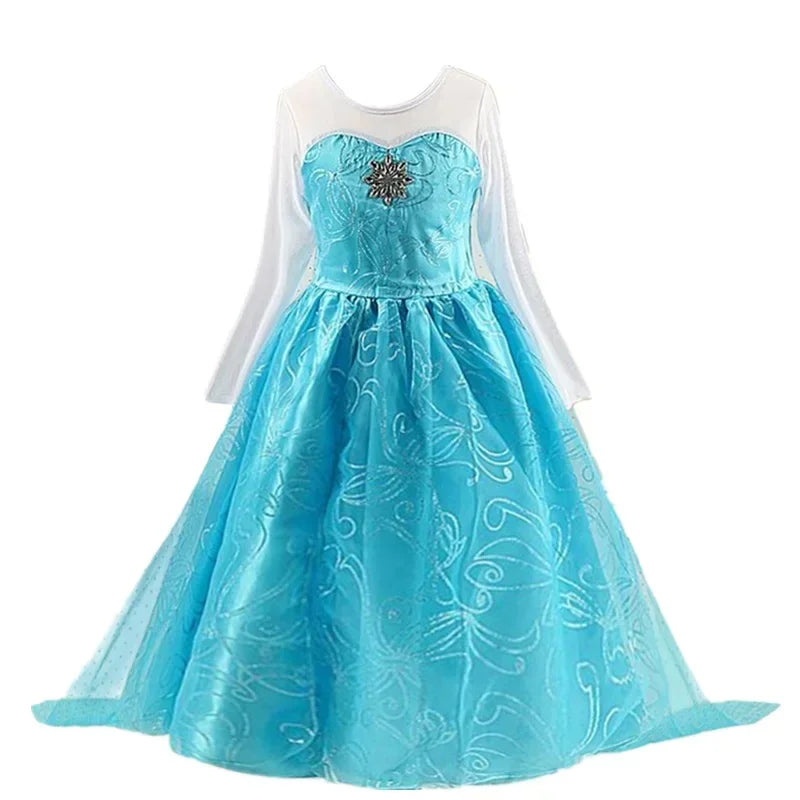 Girls Snow Queen Elsa Kids Costumes for Girl 2025 Carnival Party Prom Gown Robe-Playing Children Clothing Frozen Princess Dress