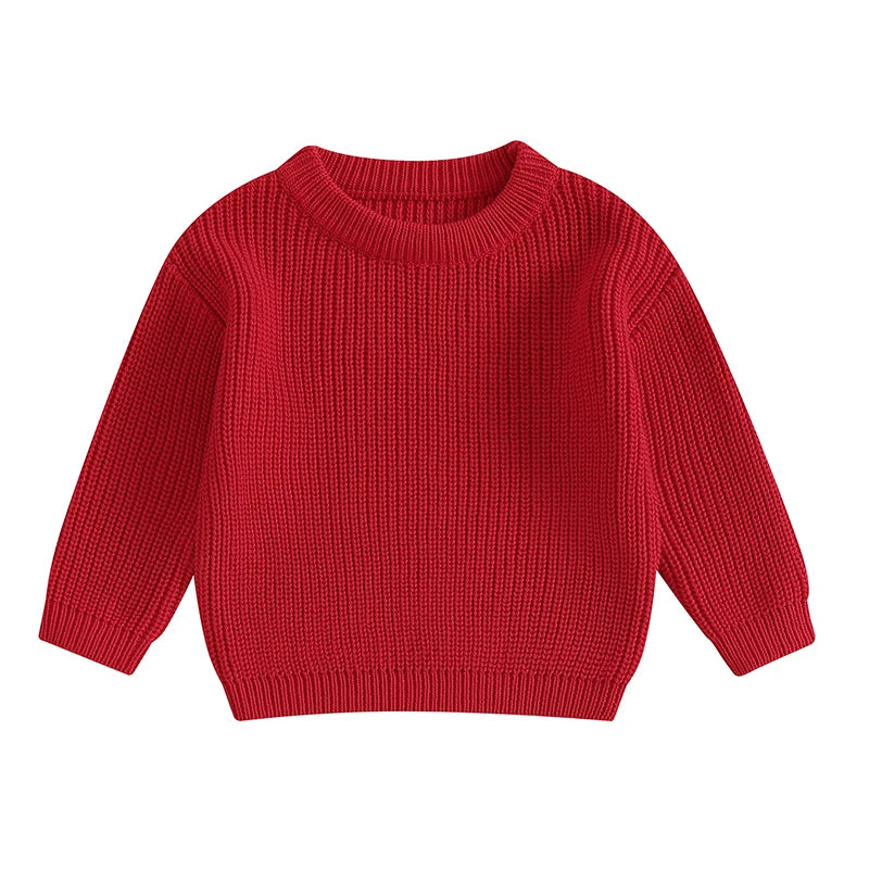 Cute Toddler Unisex Cable Knit Sweater Warm Cozy Round Neck Long Sleeve Pullover Jumper for Autumn Winter Season