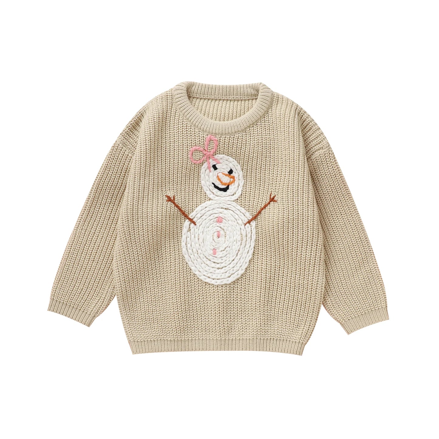 Children s Winter Sweater Cute Reindeer Pattern Knit Pullover for Girls Warm Crew Neck Christmas Jumper with Long Sleeves