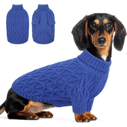 Warm Pullover Dog Sweaters for Small Dogs in Royal Blue Soft Thick Winter Clothing Ideal for Chihuahua Dachshund Yorkie Perfect