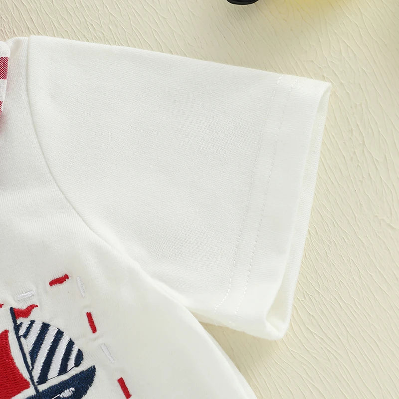 Independence Day Toddler Baby Boy 4th of July Outfits Short Sleeve Lapel Shirt +  Print Shorts Set Toddler Clothes