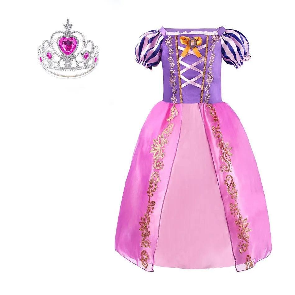 Rapunzel Dress for Girls Cinderella Belle Dress Up Fantasy Children Birthday Party Princess Costume Kids Halloween Clothes