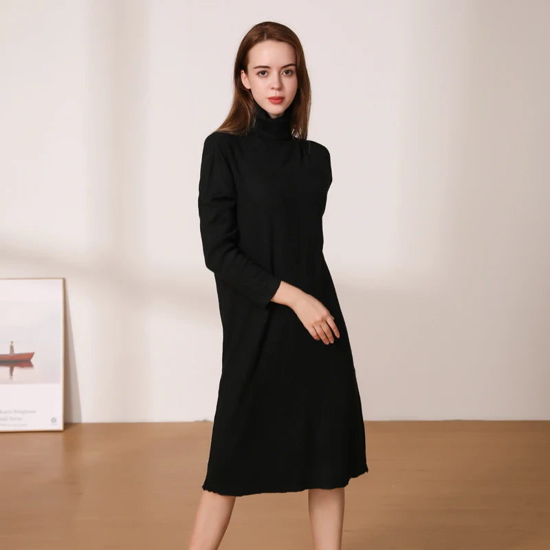 Knitted Women's Winter Dress 2025 Dresses Ladies Sweater Korean Fashion Clothing Robe Clothes Elegant Black Tight Woman Casual