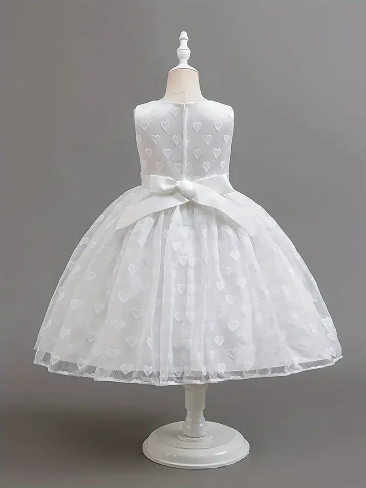 Girls Party Dresses Summer Luxury Elegant Bow Princess Dress Kids Baptism Lace Wedding Vest Birthday Evening Clothes 2-7 Year