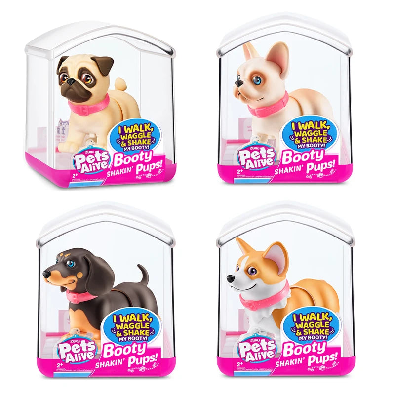 Pets Alive Booty Shakin' Pups Interactive Mini Dog Toys That Walk and Waggle Simulation Electronic Puppy Toys for Children