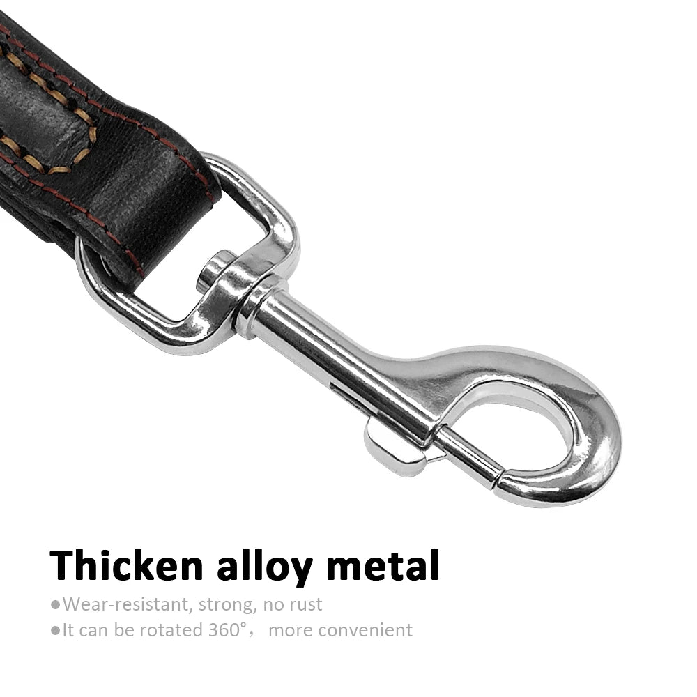 Genuine Leather Pet Dog Leash Rope Pet Training Walking Lead Leashes For Medium Large Dogs Quick Control With 2 Handles