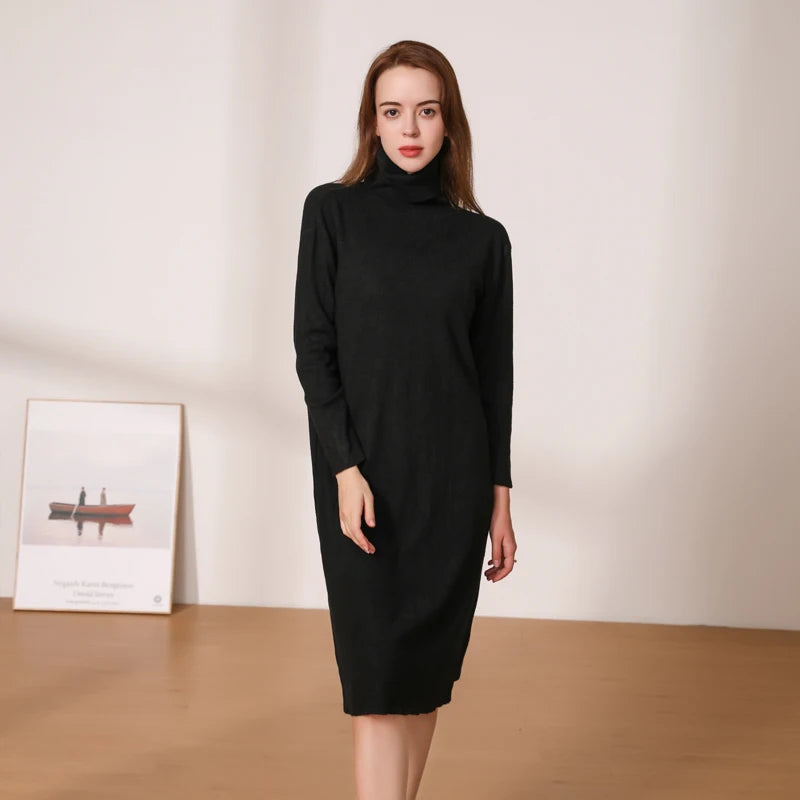 Knitted Women's Winter Dress 2025 Dresses Ladies Sweater Korean Fashion Clothing Robe Clothes Elegant Black Tight Woman Casual