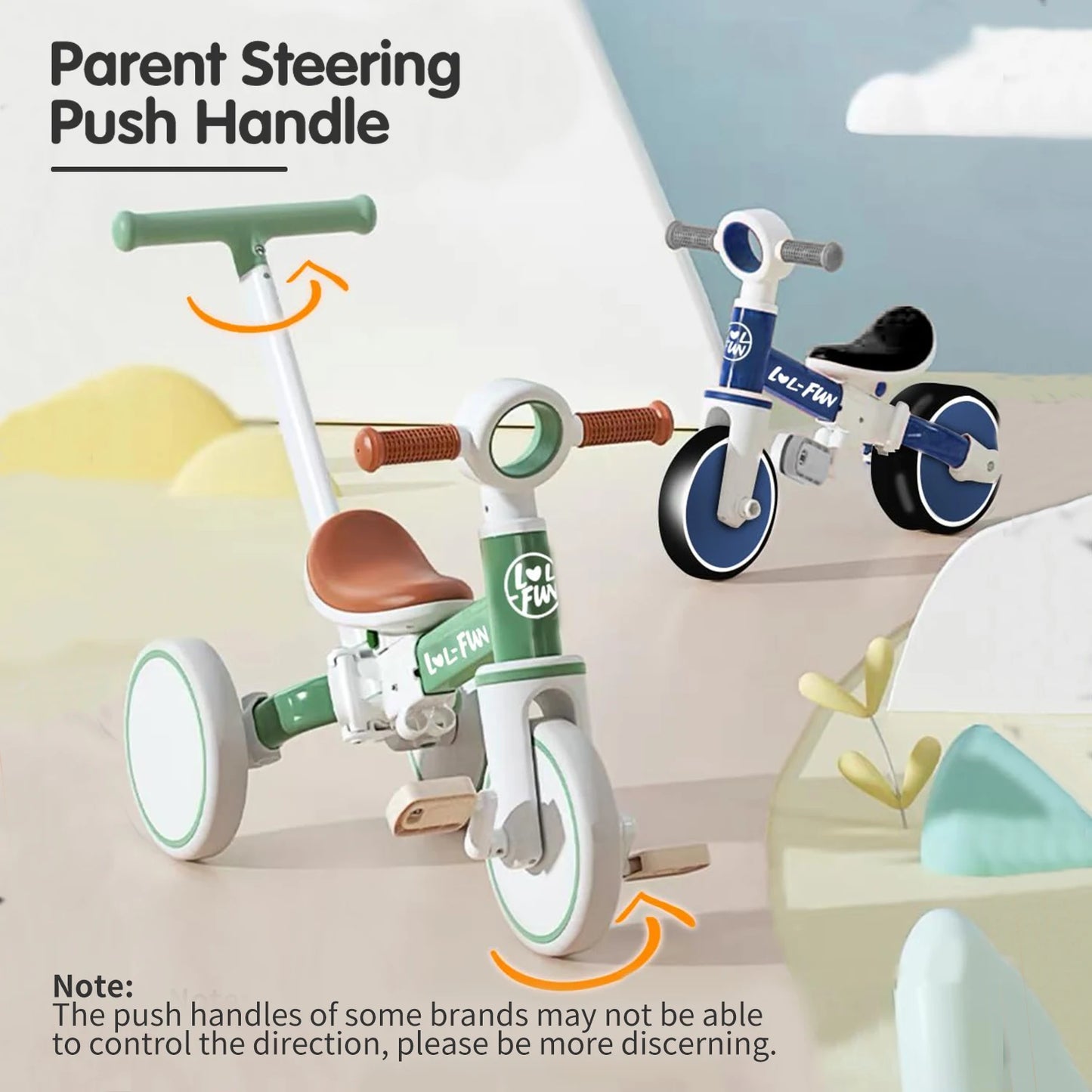 5 in 1 Toddler Tricycles for 1-3 Year Olds Boy Girl Toy, Baby Balance Bike 1 Year Old Kids Gift with Parent Steering Push Handle