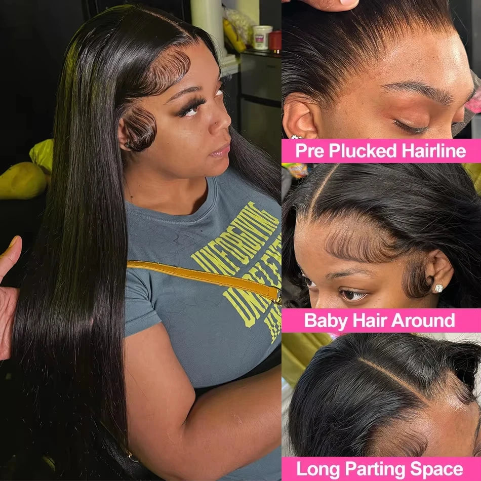 40 46Inch Bone Straight Human Hair Wig 13x6 HD Transparent Lace Front Wig Human Hair 13x4 Brazilian PrePlucked Lace Frontal Wigs