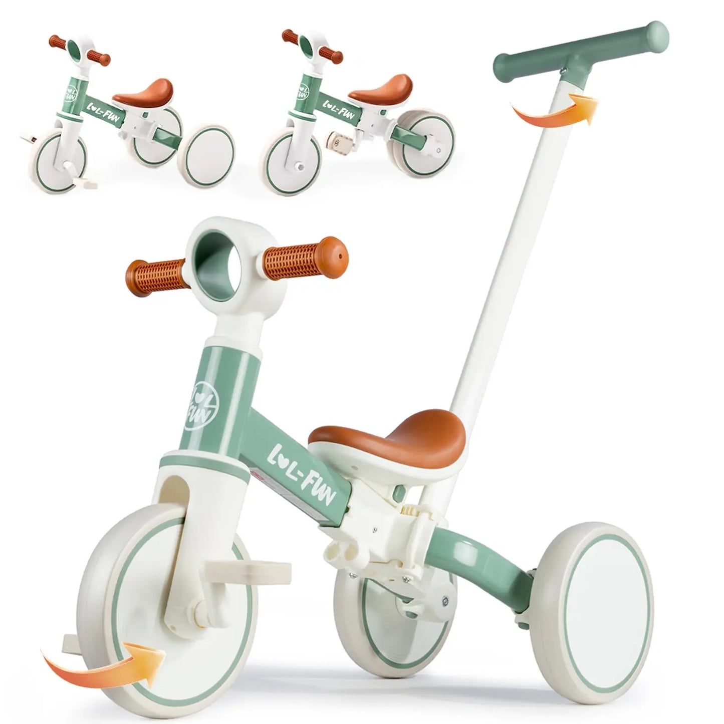 5 in 1 Toddler Tricycles for 1-3 Year Olds Boy Girl Toy, Baby Balance Bike 1 Year Old Kids Gift with Parent Steering Push Handle