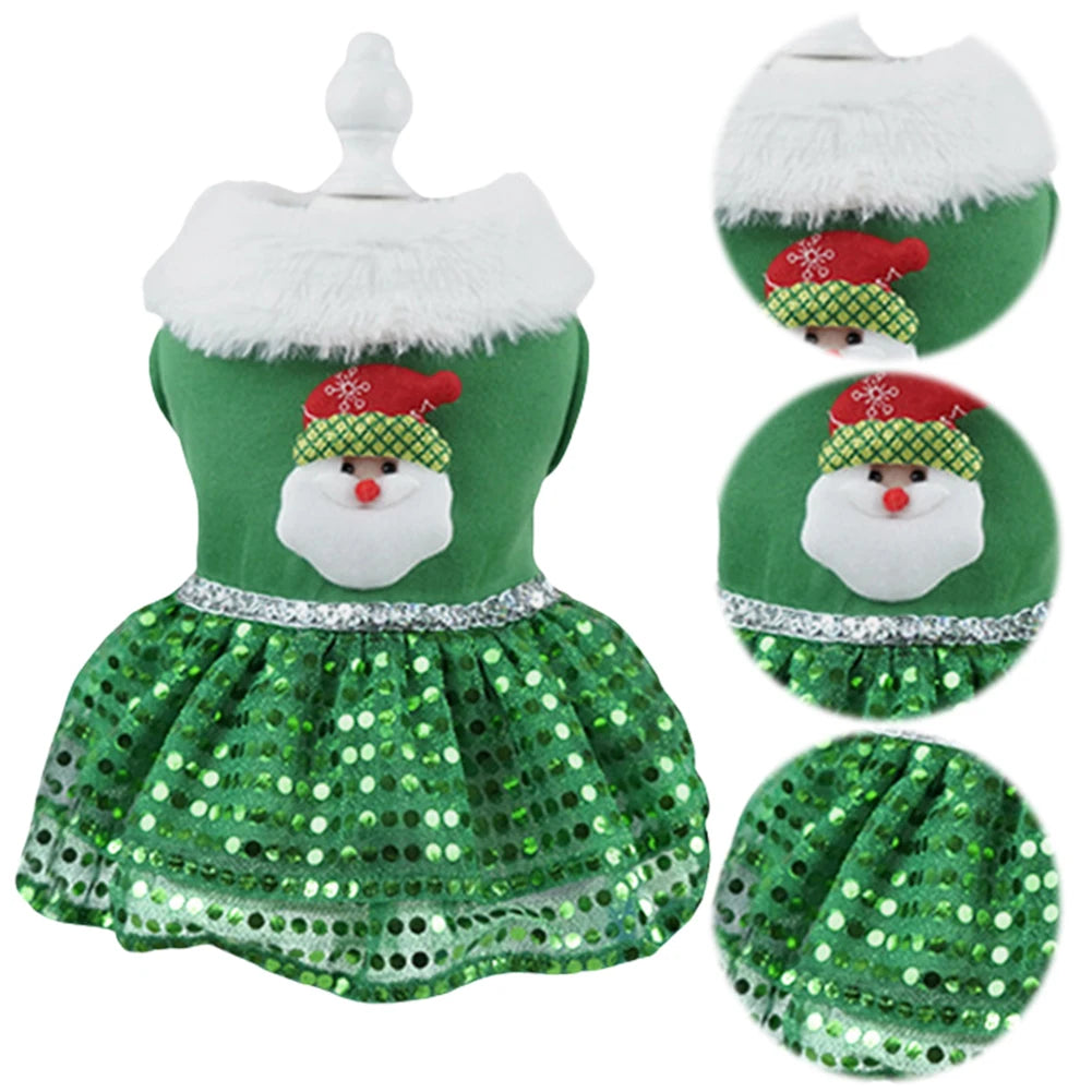 Pet Christmas Dress Christmas Bling Dog Dress Christmas Theme Dog Dress Outfit Christmas Dress Up Supplies