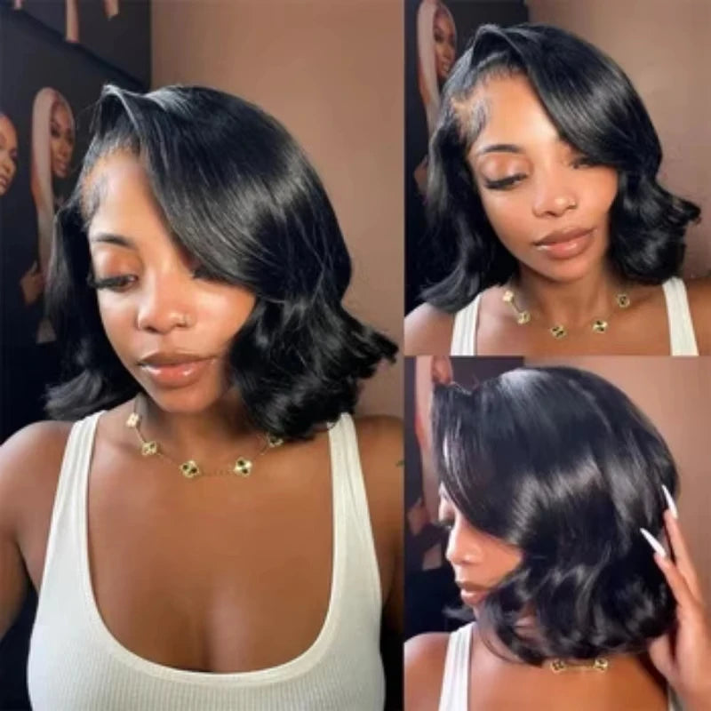 Short Bob Wig Human Hair 180% Density Body Wave Brazilia Virgin Hair 5x4 Hd Full Lace Frontal Wig Lace Frontal Wigs For Women