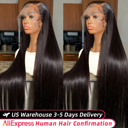 40 46Inch Bone Straight Human Hair Wig 13x6 HD Transparent Lace Front Wig Human Hair 13x4 Brazilian PrePlucked Lace Frontal Wigs