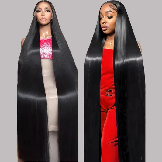 13x4 13x6 Hd Bone Straight Transparent Lace Front Wig Human Hair 40 Inch Pre Plucked Lace Front Wigs 200 Density 100% Human Hair