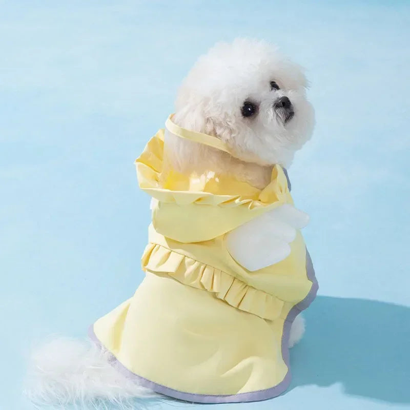 Pet Dog Angel Raincoat Summer Rain Waterproof Dog Clothes Small Dogs Out Cape Style Poncho Supplies Dog Accessories Pet Clothes