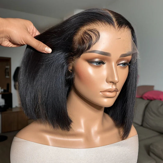 BOB Lace Front Wig Human Hair 13x4 Short Straight Full Frontal Bob Wig Transparent Lace Front Wig Europen Human Hair