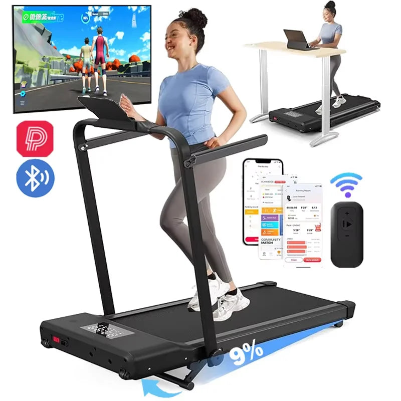 Hot Walking Pad Treadmill with 9% Incline Under-Desk for Home/Office 37.4inch Belt LCD Display Portable Foldable Safety Armrest