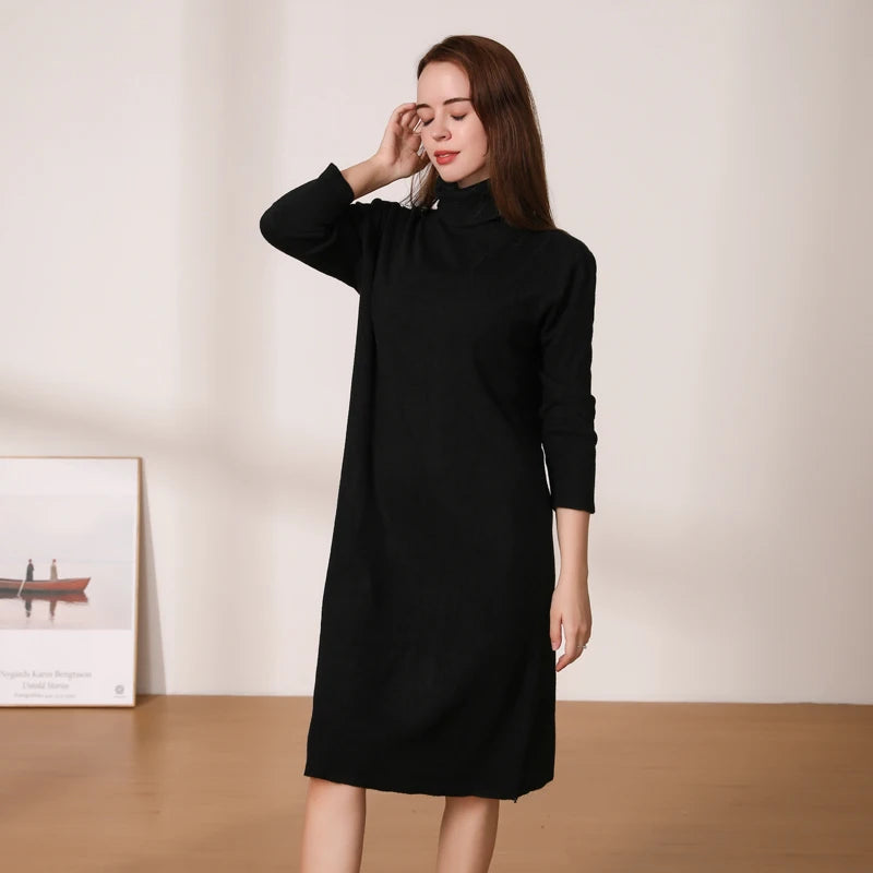 Knitted Women's Winter Dress 2025 Dresses Ladies Sweater Korean Fashion Clothing Robe Clothes Elegant Black Tight Woman Casual
