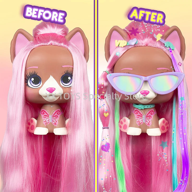 I Love Vip Pets Color Boost Mega Vip Pet Nyla Styling Head Pet Dog Hair Braiding Toys Girls Play House Toys Birthday Gift Set