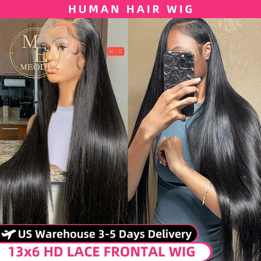 250 Density Bone Straight 13x6 Hd Lace Frontal Wig 30 40 Inch 13x4 Lace Front Human Hair Wigs For Women Pre Plucked