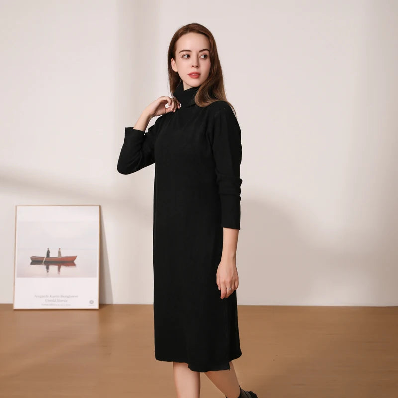 Knitted Women's Winter Dress 2025 Dresses Ladies Sweater Korean Fashion Clothing Robe Clothes Elegant Black Tight Woman Casual