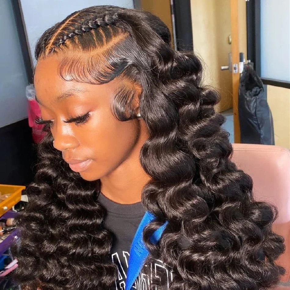 250% 30 40Inch Human Hair 13x6 HD Lace Frontal Wig Brazilian Loose Deep Wave Curly Human Hair 360 Full Lace Front Wig Preplucked