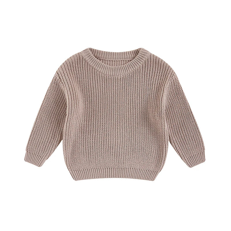 Cute Toddler Unisex Cable Knit Sweater Warm Cozy Round Neck Long Sleeve Pullover Jumper for Autumn Winter Season